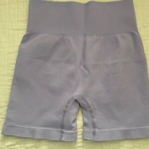 Kids Ribbed High-Waist Shorts in Light Lavender
